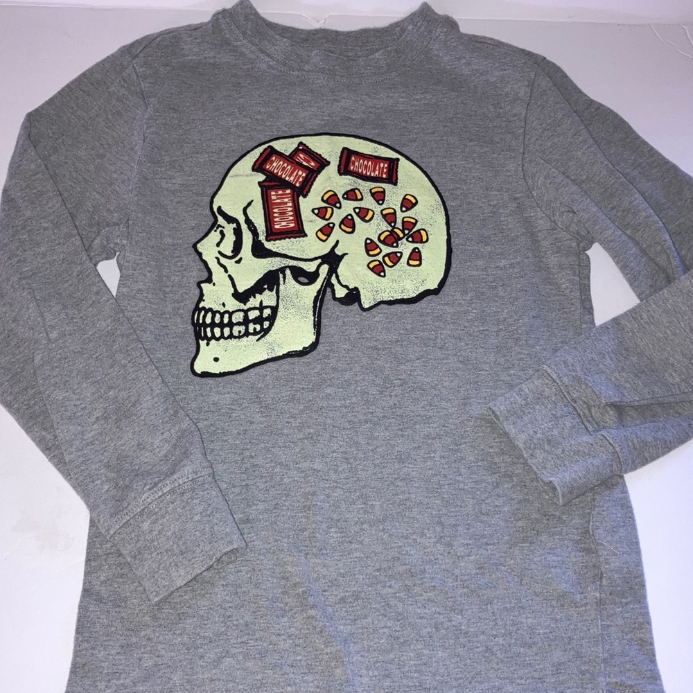 Gymboree Gray Long Sleeve Tee Skull and Candy Design -‎ 6 - Trick or Treat